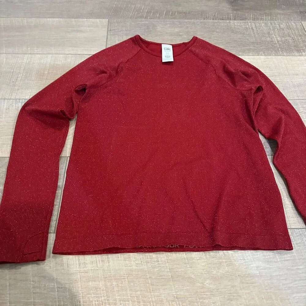 ATHLETA GIRL RED LONG SLEEVE SHIRT XXL 16